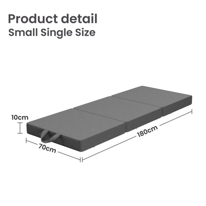 10cm Small Single BedStory 3-Fold Mattress Folding Foam Bed Washable Cover, 180x70cm - Image 2