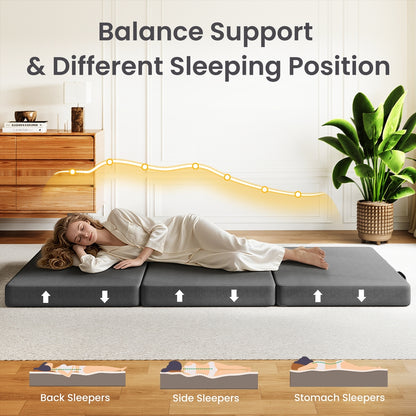 15cm Small King Single BedStory 3-Fold Mattress Folding Foam Bed Washable Cover, 190x80cm - Image 6