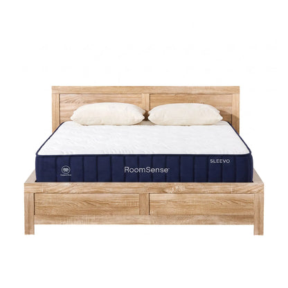 RoomSense Double 26cm Firm Mattress Bundle with Oatmeal Wooden Bed Frame - Image 2