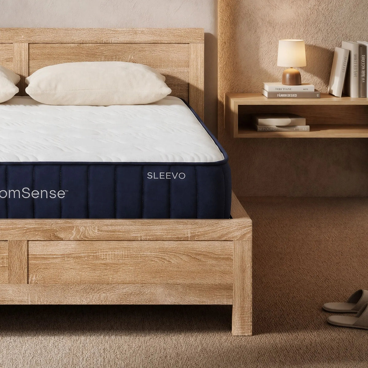 RoomSense Double 26cm Firm Mattress Bundle with Oatmeal Wooden Bed Frame - Image 9