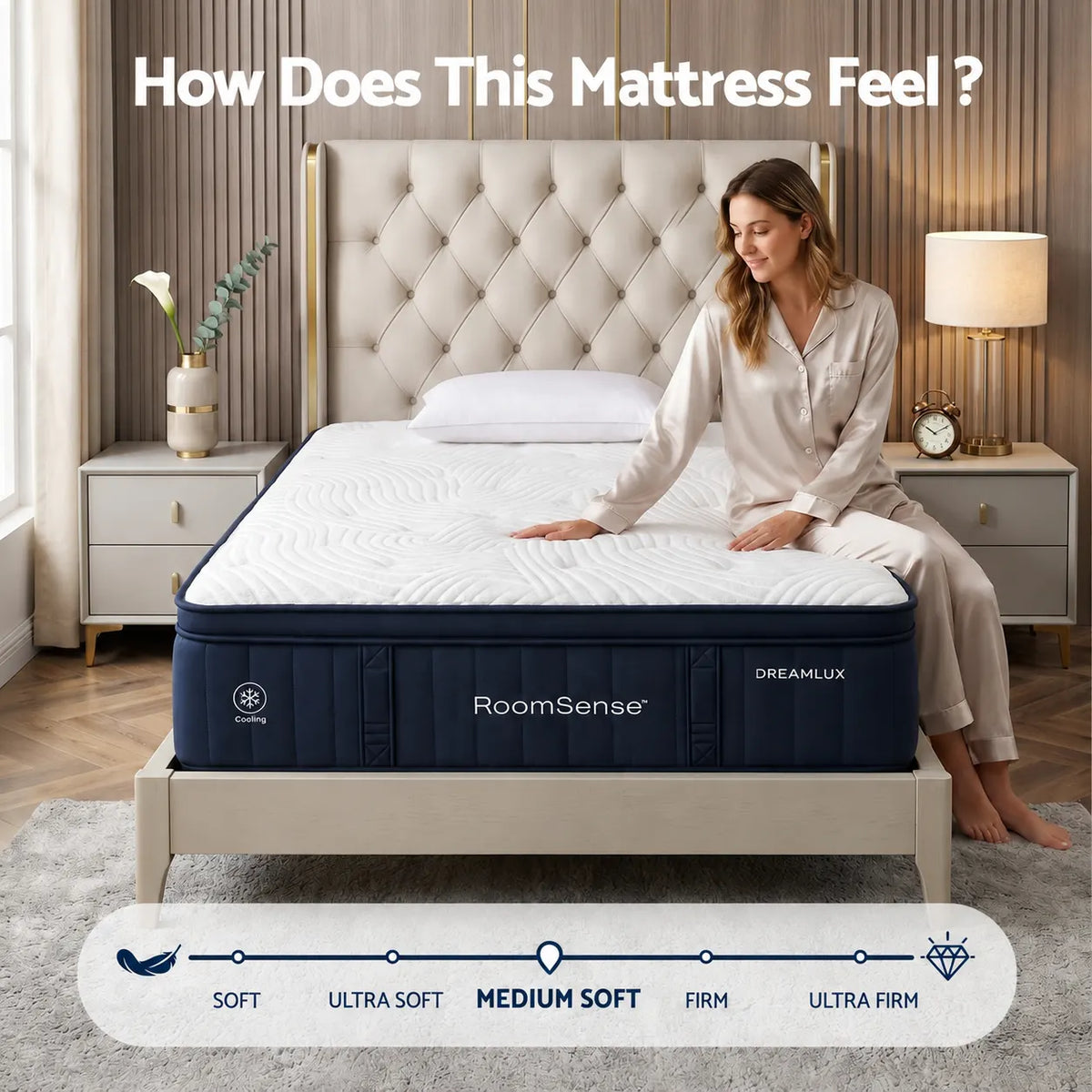 RoomSense King Single Mattress, 34cm Thick Medium Soft Hybrid Mattress for Back Pain Relief, Tencel Cooling Pocket Spring Mattress King Single Size in a Box - Image 6