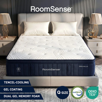 RoomSense Queen Mattress, 34cm Thick Medium Firm Hybrid Mattress for Back Pain Relief, Tencel Cooling Pocket Spring Mattress Queen Size in a Box - Image 2
