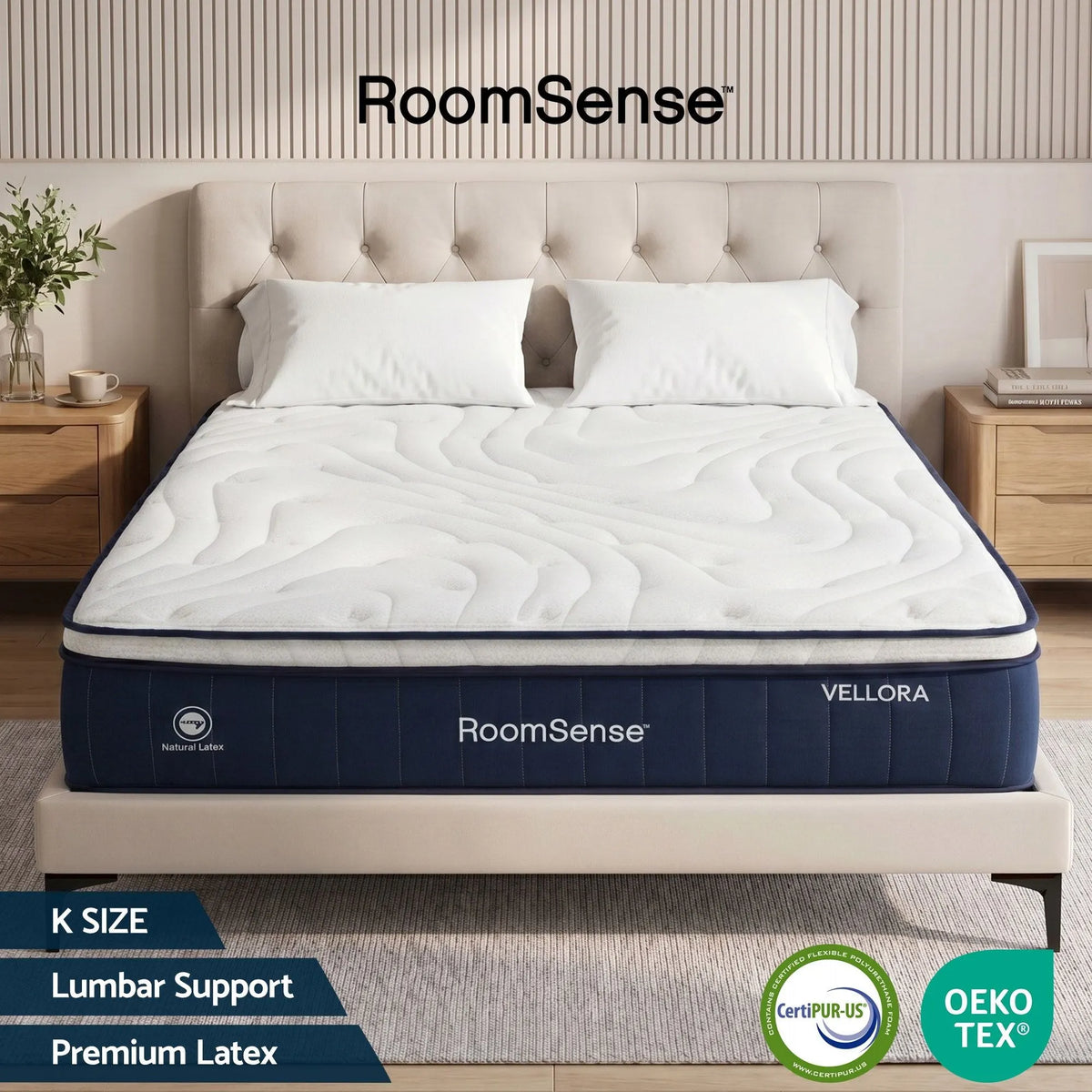 RoomSense King Mattress , 30cm Medium Firm Hybrid Mattress with Latex Lumbar Support for Back Pain Relief , Pocket Spring Mattress King Size in a Box - Image 2