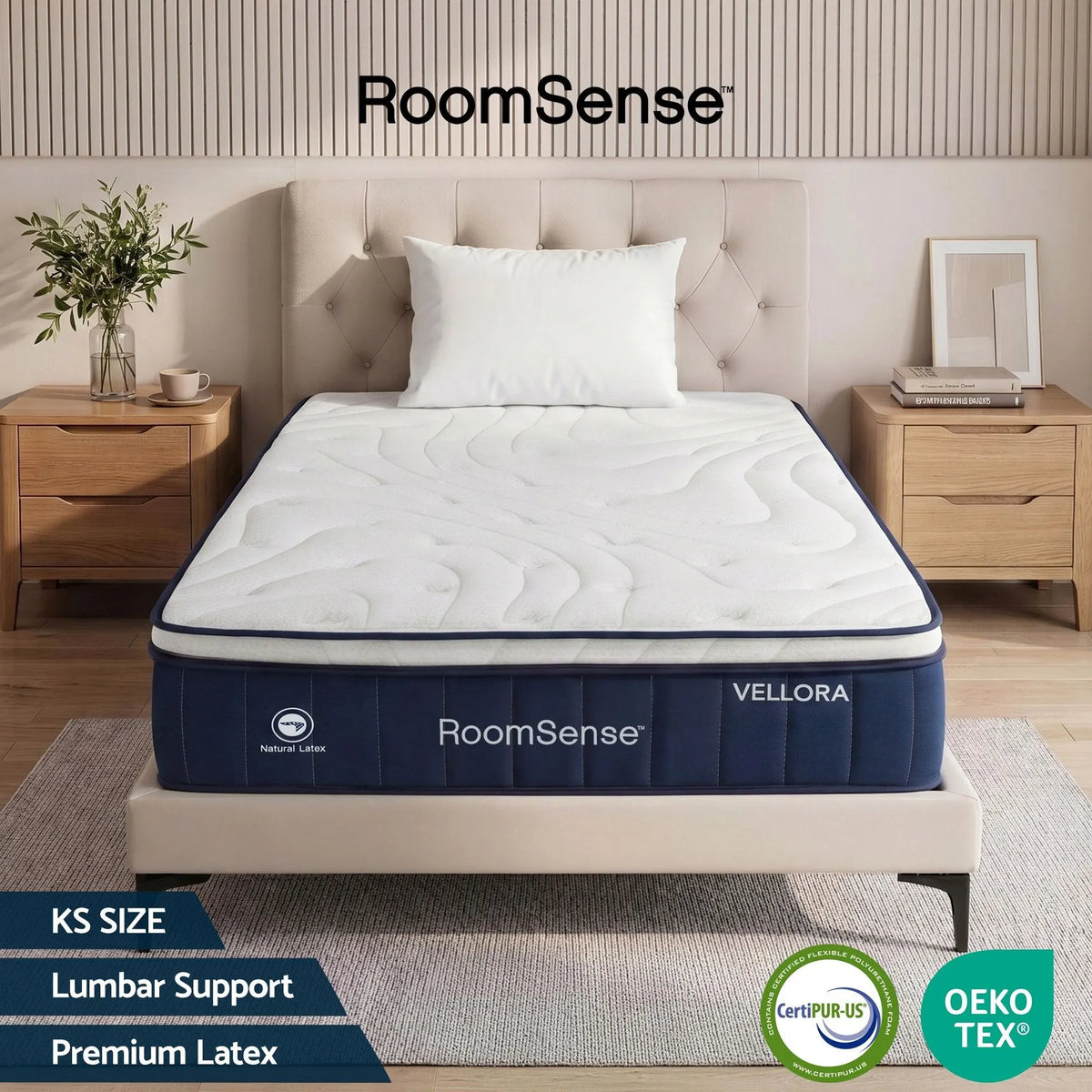 RoomSense King Single Mattress , 30cm Medium Firm Hybrid Mattress with Latex Lumbar Support for Back Pain Relief , Pocket Spring Mattress King Single Size in a Box - Image 2