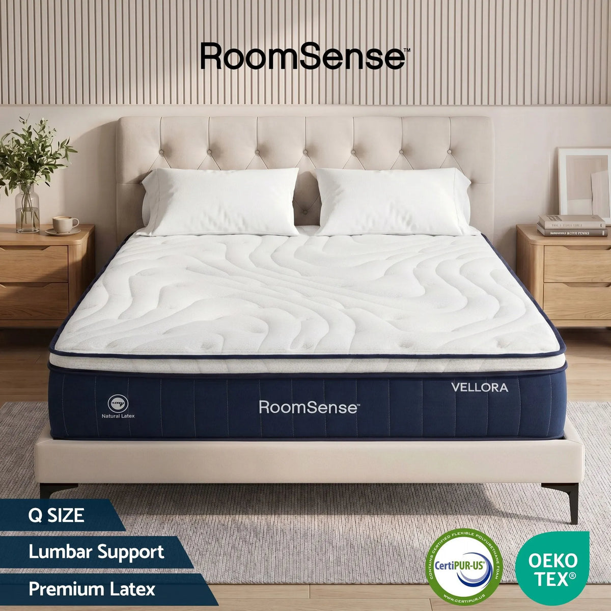 RoomSense Queen Mattress , 30cm Medium Firm Hybrid Mattress with Latex Lumbar Support for Back Pain Relief , Pocket Spring Mattress Queen Size in a Box - Image 2