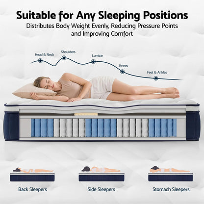 RoomSense Queen Mattress , 30cm Medium Firm Hybrid Mattress with Latex Lumbar Support for Back Pain Relief , Pocket Spring Mattress Queen Size in a Box - Image 9