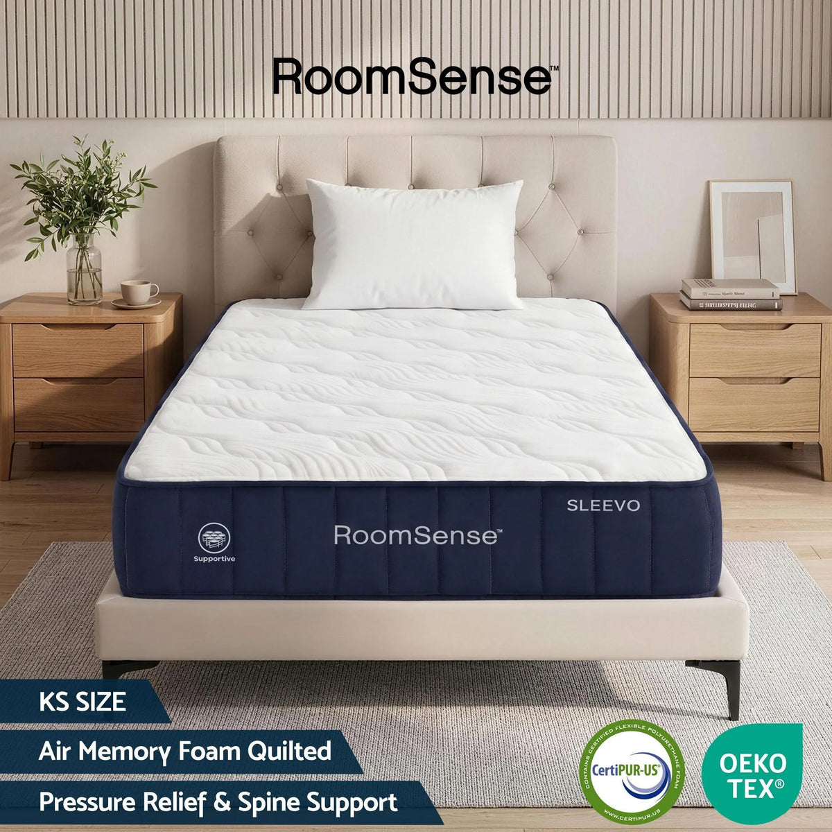 RoomSense King Single Mattress, 26cm Orthopedic Firm Mattress for Back Pain Relief, Pocket Spring Hybrid Mattress King Single Size for Home & Rental - Image 2