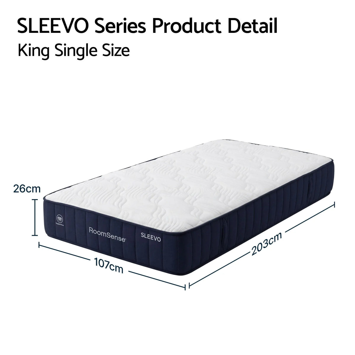 RoomSense King Single Mattress, 26cm Orthopedic Firm Mattress for Back Pain Relief, Pocket Spring Hybrid Mattress King Single Size for Home & Rental - Image 3
