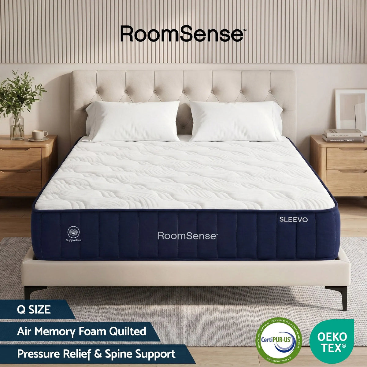 RoomSense Queen Mattress, 26cm Orthopedic Firm Mattress for Back Pain Relief, Pocket Spring Hybrid Mattress Queen Size for Home & Rental - Image 2