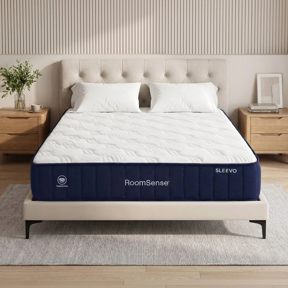 RoomSense Queen Mattress, 26cm Orthopedic Firm Mattress for Back Pain Relief, Pocket Spring Hybrid Mattress Queen Size for Home & Rental - Image 4