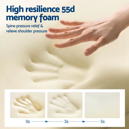 ROOMSENSE Reversible Dual-Sided Memory Foam Pillow, Ice-Cooling & Warm Fabric Sides, 55D Ultra-High Density Ergonomic Contour Pillow for Neck Pain Relief, Back & Side Sleepers - Image 6