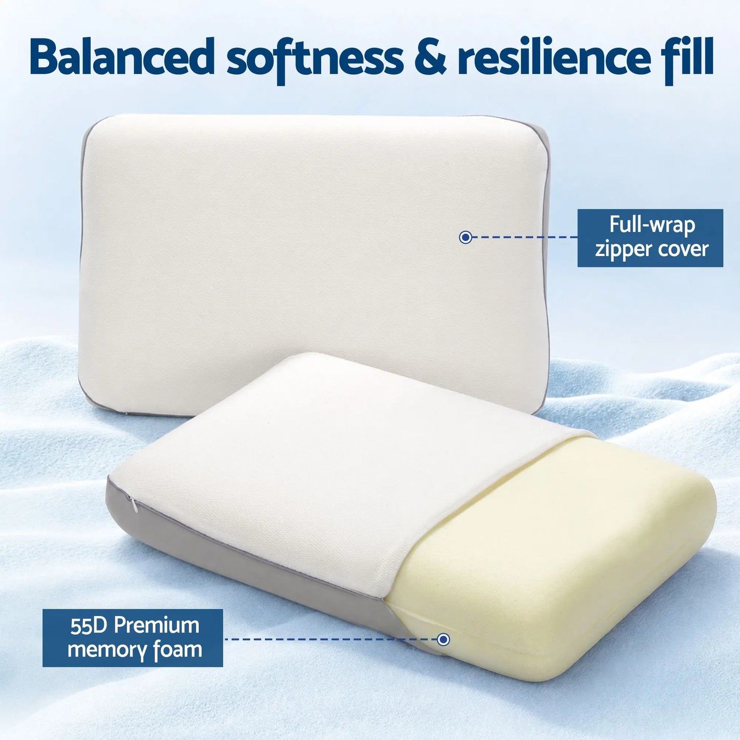 ROOMSENSE Reversible Dual-Sided Memory Foam Pillow, Ice-Cooling & Warm Fabric Sides, 55D Ultra-High Density Ergonomic Contour Pillow for Neck Pain Relief, Back & Side Sleepers - Image 7
