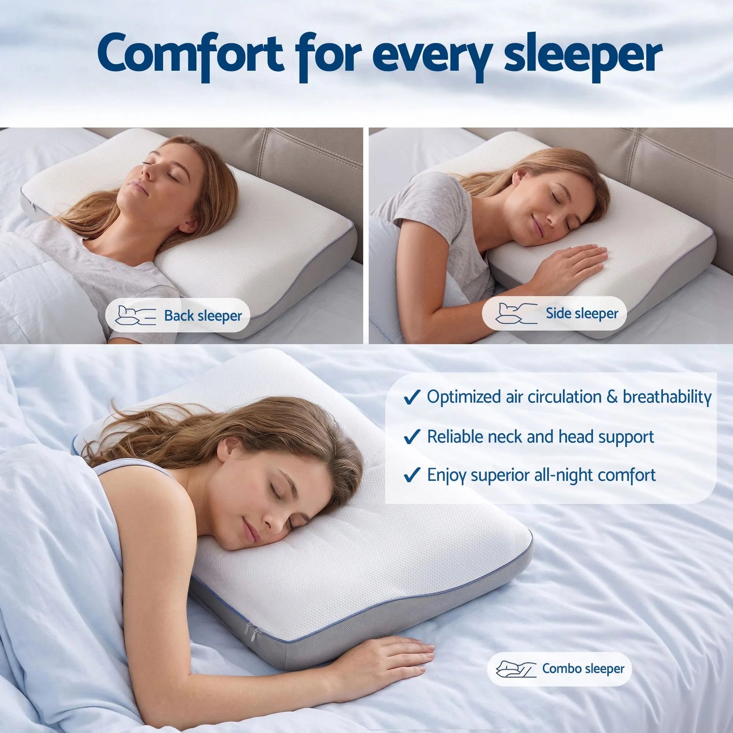 ROOMSENSE Reversible Dual-Sided Memory Foam Pillow, Ice-Cooling & Warm Fabric Sides, 55D Ultra-High Density Ergonomic Contour Pillow for Neck Pain Relief, Back & Side Sleepers - Image 8