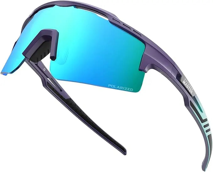 OutdoorMaster Hawk II Polarized Sports Sunglasses for Men Women, TAC 100% UV400 Protection TR90 Frame Cycling Sunglasses, Baseball Running Fishing Golf Glasses-Blue Frame+revo Blue Cat.3,Adult - Image 2