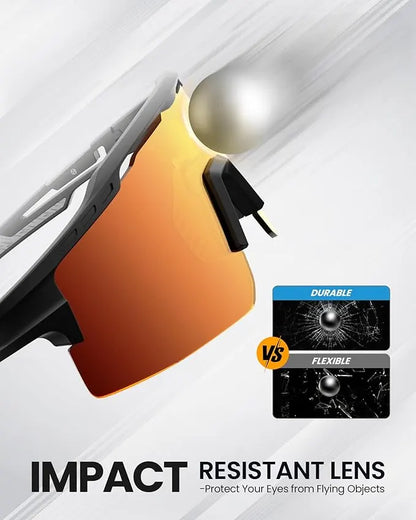 OutdoorMaster Hawk II Polarized Sports Sunglasses for Men Women, TAC 100% UV400 Protection TR90 Frame Cycling Sunglasses, Baseball Running Fishing Golf Glasses-Black Frame+revo Blue Cat.3,Adult - Image 4