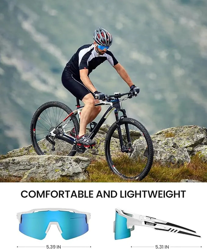 OutdoorMaster Hawk II Polarized Sports Sunglasses for Men Women, TAC 100% UV400 Protection TR90 Frame Cycling Sunglasses, Baseball Running Fishing Golf Glasses-White Frame+revo Blue Cat.3 - Image 7