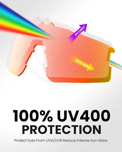 OutdoorMaster Hawk II Polarized Sports Sunglasses for Men Women, TAC 100% UV400 Protection TR90 Frame Cycling Sunglasses, Baseball Running Fishing Golf Glasses-White Frame+revo Red Cat.3,Adult - Image 3