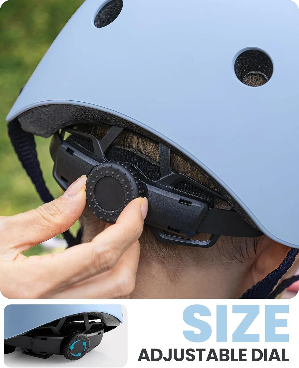 OutdoorMaster Youth & Kids Bike Helmet - Adjustable Multi-Sports Skateboard Helmet with Removable Liners for Balance Bike, Toddler Scooter, One Wheel Hoverboard-Light Blue-Large - Image 3