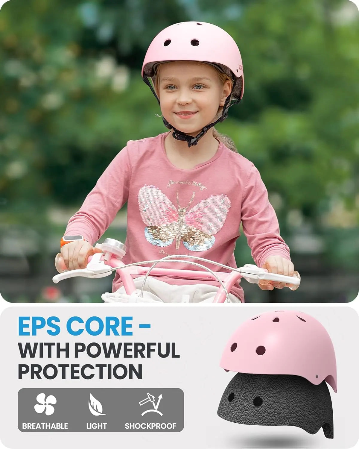 OutdoorMaster Youth & Kids Bike Helmet - Adjustable Multi-Sports Skateboard Helmet with Removable Liners for Balance Bike, Toddler Scooter, One Wheel Hoverboard-Light Pink-Large - Image 5