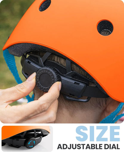 OutdoorMaster Youth & Kids Bike Helmet - Adjustable Multi-Sports Skateboard Helmet with Removable Liners for Balance Bike, Toddler Scooter, One Wheel Hoverboard-Orange-Large - Image 3