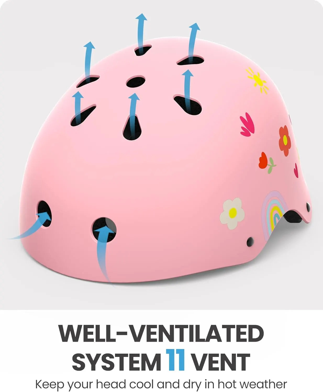 OutdoorMaster Youth & Kids Bike Helmet - Adjustable Multi-Sports Skateboard Helmet with Removable Liners for Balance Bike, Kids Scooter, One Wheel Hoverboard-Pink Flower-Medium - Image 3
