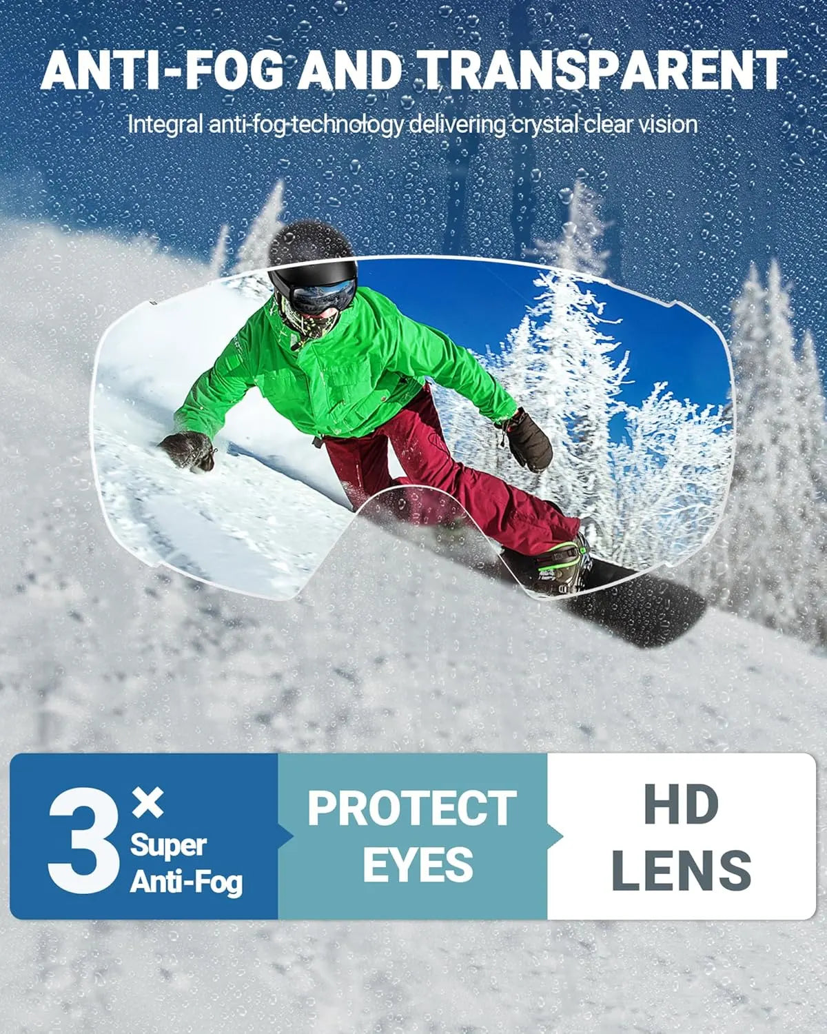OutdoorMaster Ski Goggles with Cover Snowboard Snow Goggles OTG Anti-Fog -100% UV Protection-OM-18 - Image 4