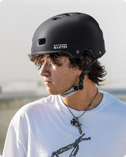 OutdoorMaster Skateboard Cycling Helmet - Two Removable Liners Ventilation Multi-Sport Scooter Roller Skate Inline Skating Rollerblading for  Adults-Black-Small - Image 7