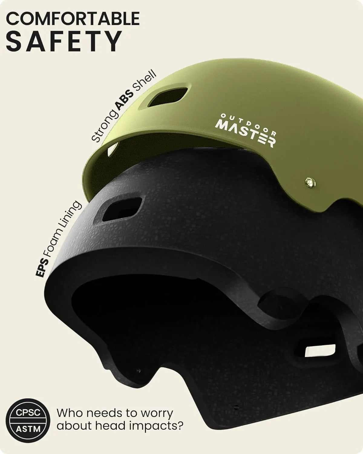 OutdoorMaster Skateboard Bike Helmet for Adults &Youth - Multi-Sport Certified Impact Resistant with 2 Removable Liners & Ventilation for Scooter-Matte Adventure Green- Skating-White-Medium - Image 2