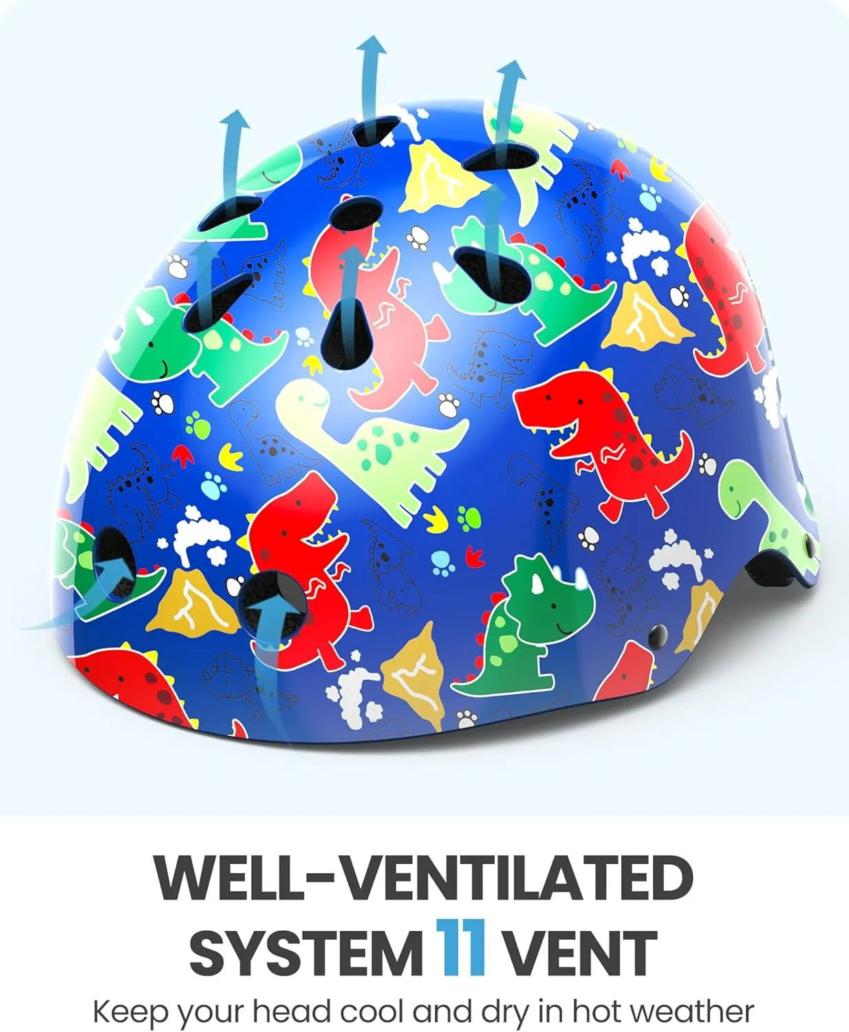 OutdoorMaster Youth & Kids Bike Helmet - Adjustable Multi-Sports Skateboard Helmet with Removable Liners for Balance Bike, Kids Scooter, One Wheel Hoverboard,Graffiti-style helmet-Dino Volcanoland-Medium - Image 3