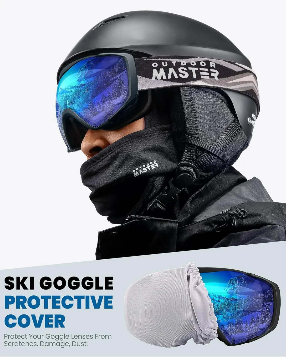 OutdoorMaster Ski Goggles with Cover Snowboard Snow Goggles OTG Anti-Fog -100% UV Protection-OM-18 - Image 4