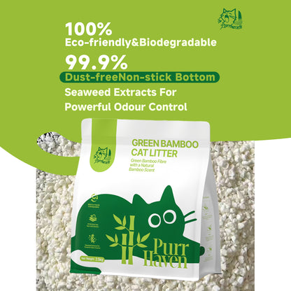 PurrHaven Bamboo Clumping Cat & Kitty Litter, 30kg 12 Pack,Dust Free,Natural Flusable,Easy to Clean,Odour Neutraliser,Rapid Liquid Absorption,Non-Toxic Formula - Image 3