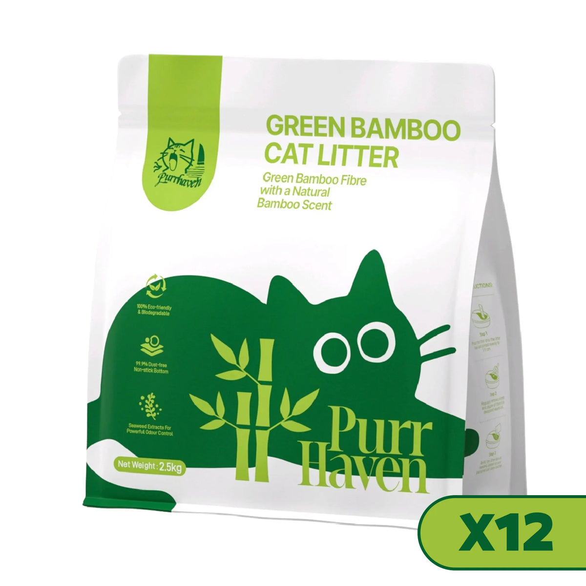 PurrHaven Bamboo Clumping Cat & Kitty Litter, 30kg 12 Pack,Dust Free,Natural Flusable,Easy to Clean,Odour Neutraliser,Rapid Liquid Absorption,Non-Toxic Formula - Image 7