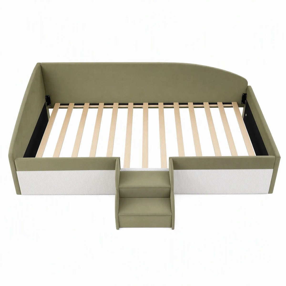 Artiss Single Upholstered Daybed, Centre Stair, Olive Green - Image 4