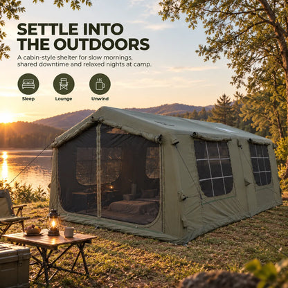 Weisshorn Inflatable Cabin Camping Tent Olive Green Mesh Entry 520x360cm - Image 3