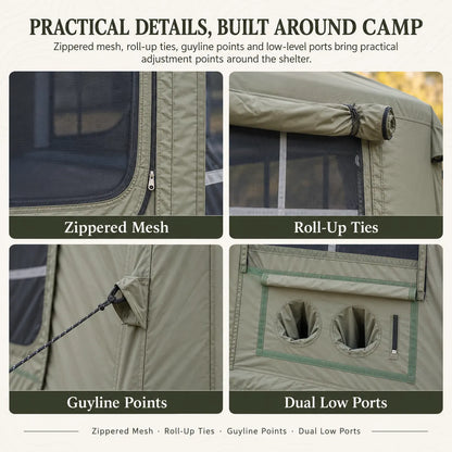 Weisshorn Inflatable Cabin Camping Tent Olive Green Mesh Entry 520x360cm - Image 4