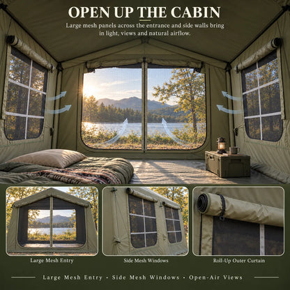 Weisshorn Inflatable Cabin Camping Tent Olive Green Mesh Entry 520x360cm - Image 7