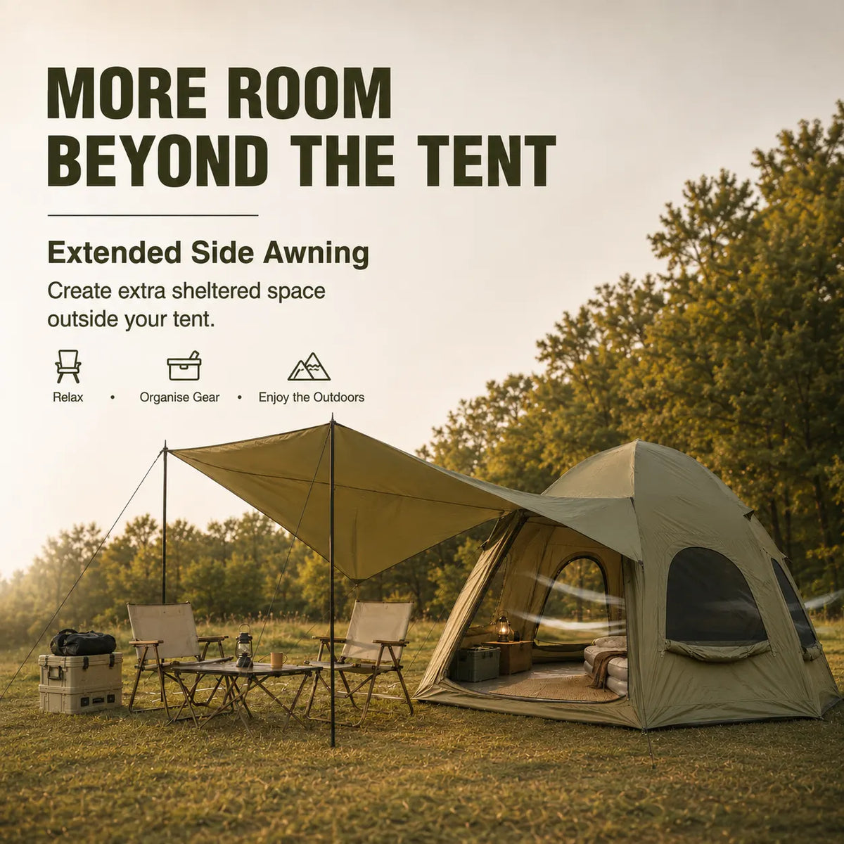 Weisshorn 4 Person Inflatable Camping Tent TC Canvas Sun Shade Rain-Ready - Image 3
