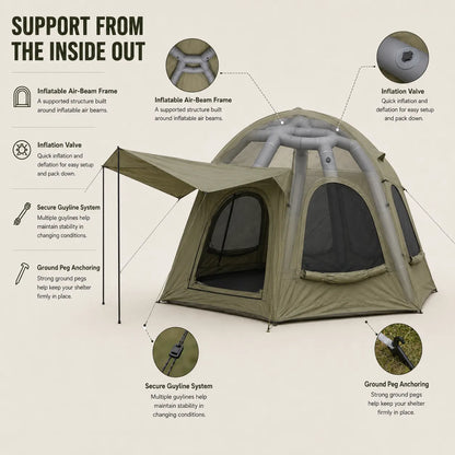Weisshorn 4 Person Inflatable Camping Tent TC Canvas Sun Shade Rain-Ready - Image 4