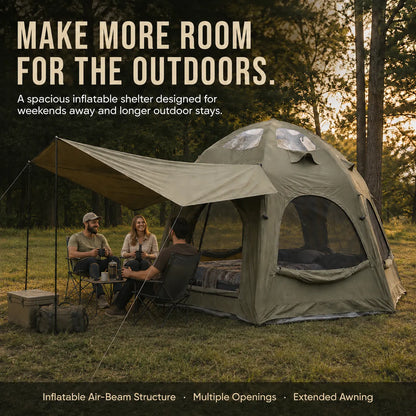 Weisshorn 4 Person Inflatable Camping Tent TC Canvas Sun Shade Rain-Ready - Image 5