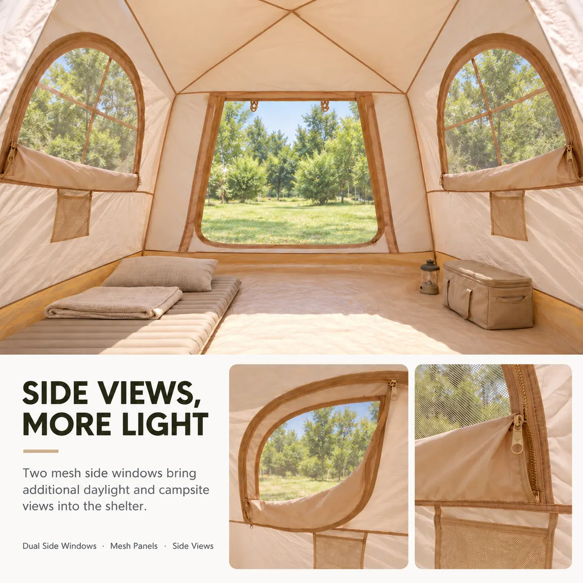 Weisshorn Inflatable Camping Tent Dual End Doors Arched Windows 300x400cm - Image 6