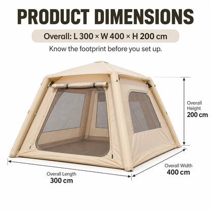 Weisshorn Inflatable Camping Tent Dual End Doors Arched Windows 300x400cm - Image 8