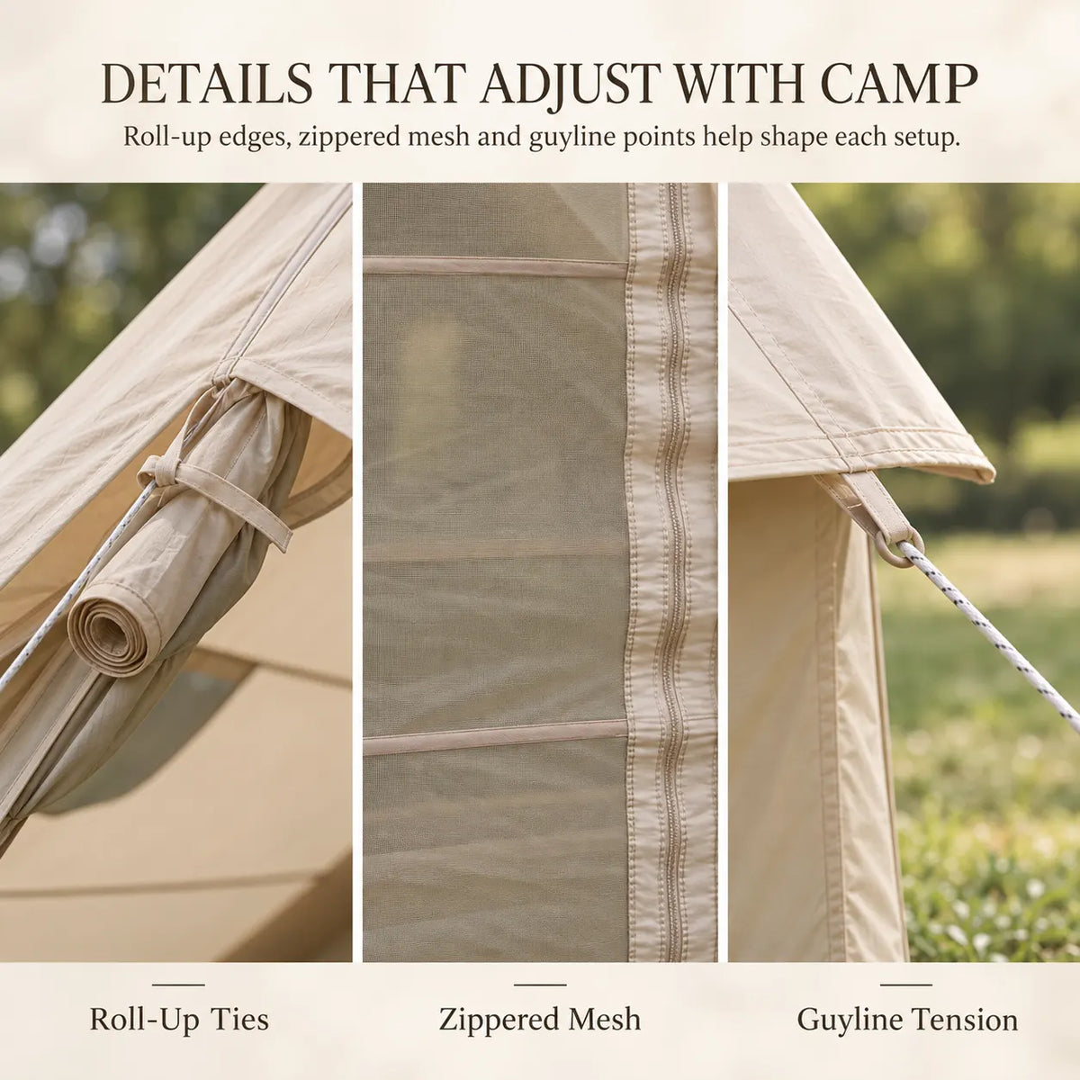 Weisshorn Inflatable A-Frame Camping Tent Large Outdoor Glamping Beige - Image 3