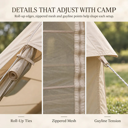 Weisshorn Inflatable A-Frame Camping Tent Large Outdoor Glamping Beige - Image 3