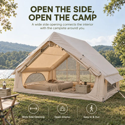 Weisshorn Inflatable A-Frame Camping Tent Large Outdoor Glamping Beige - Image 7