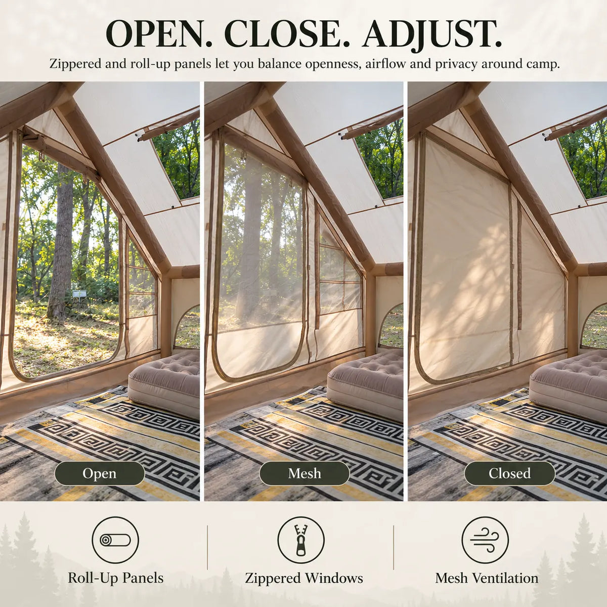 Weisshorn A-Frame Inflatable Air Tent with Mesh Windows, Family Glamping - Image 3