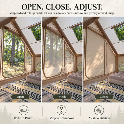 Weisshorn A-Frame Inflatable Air Tent with Mesh Windows, Family Glamping - Image 3