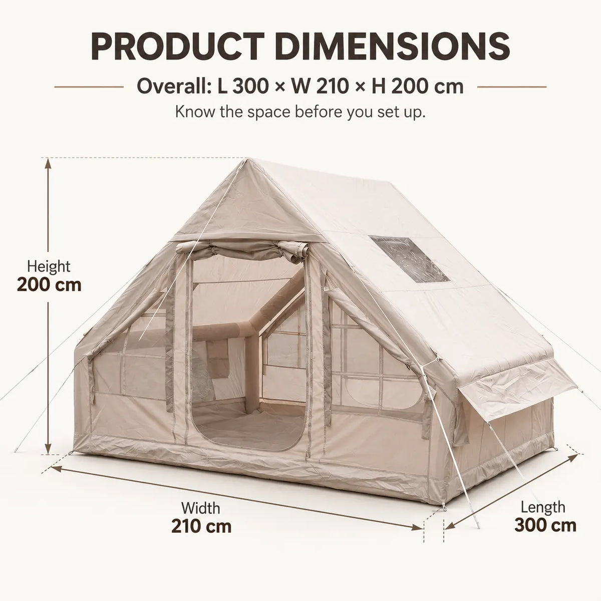Weisshorn A-Frame Inflatable Air Tent with Mesh Windows, Family Glamping - Image 6