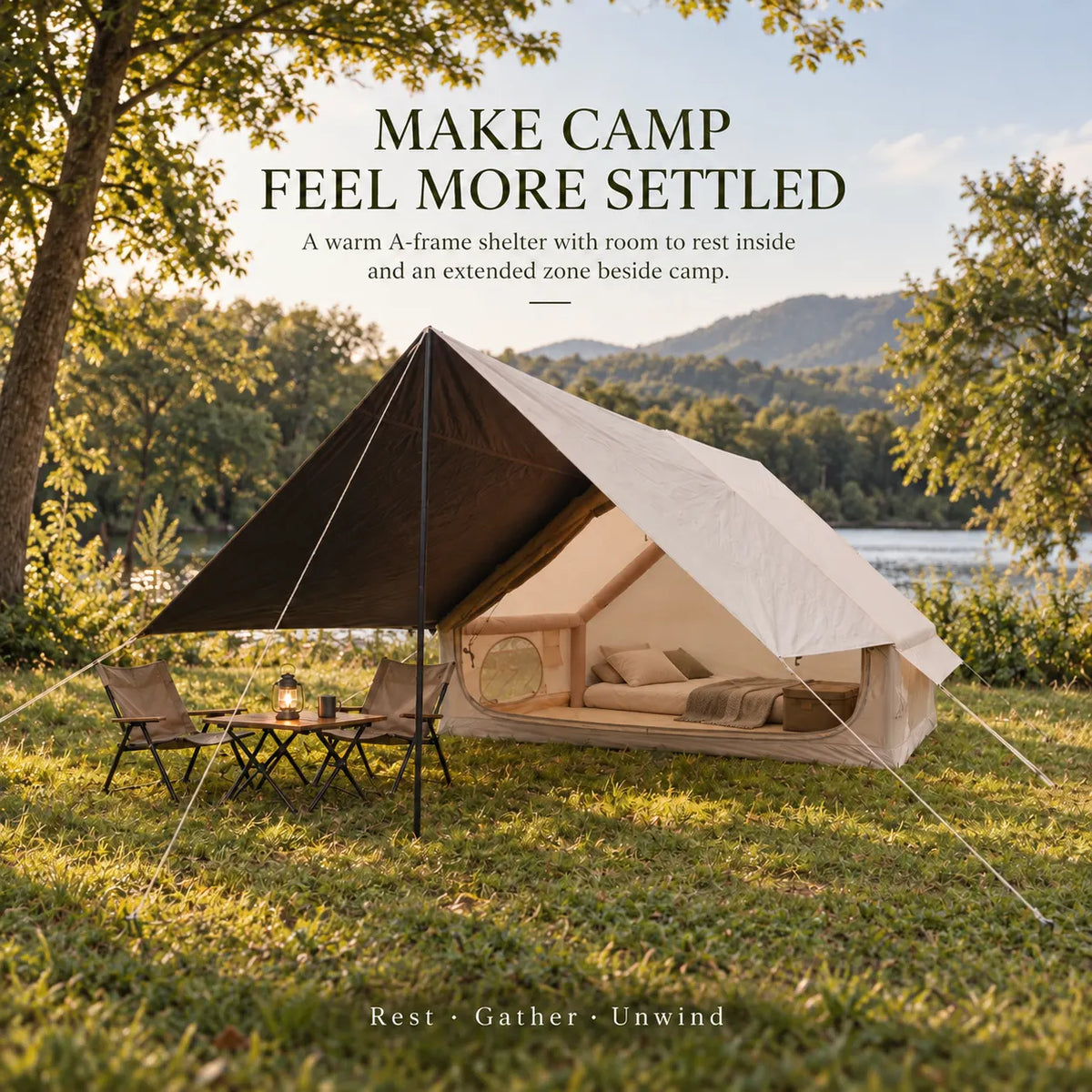Weisshorn Inflatable A-Frame Tent with Extended Side Awning, Basecamp - Image 2