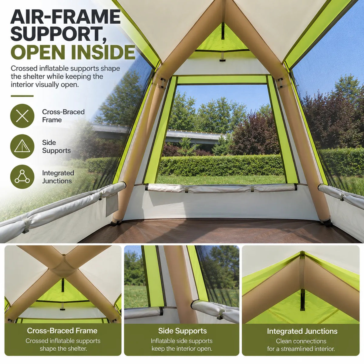 Weisshorn Inflatable Mesh Gazebo Tent, Air-Frame with Extendable Canopy - Image 6