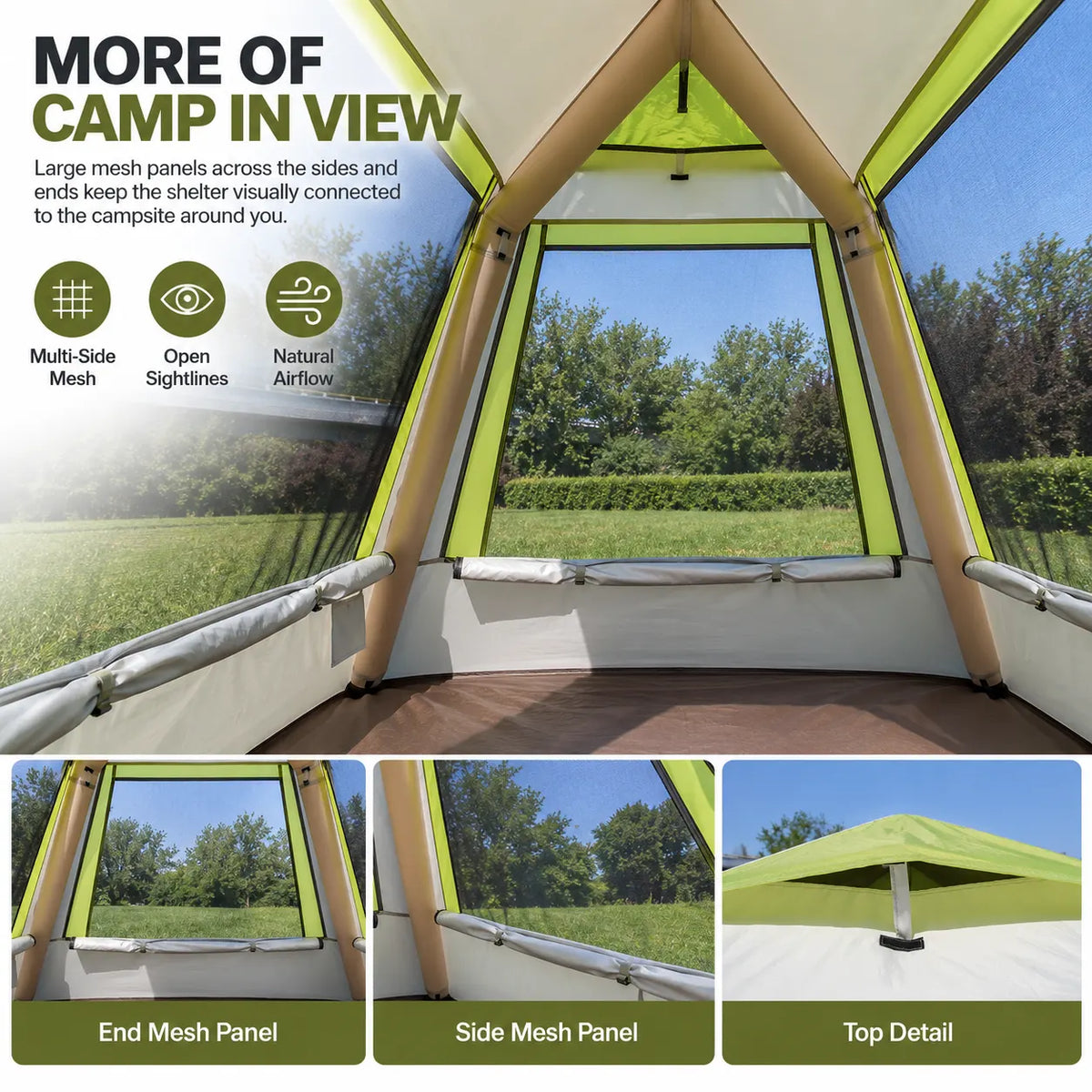Weisshorn Inflatable Mesh Gazebo Tent, Air-Frame with Extendable Canopy - Image 7